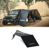 tent awning for jeep wrangler black in color open